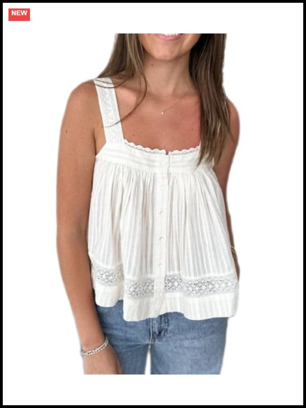 Lace Eyelet Square Neck Ruffle Peplum Cami Top Sleeveless Tank